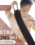 Exfoliating Back Scrubber with Upgraded Handles, 38.5 Inch Double-Sided Body Scrub Bath Exfoliator, Exfoliating Washcloth for Use in Shower, Back Washer to Deep Clean Your Skin for Men & Women (Black)