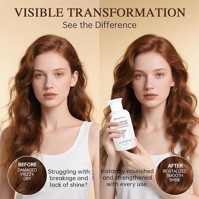 Hair Repair Conditioner for Damaged & Color Treated Hair – Argan Oil, Collagen & Citric Acid - Deep Moisture, Frizz Control, Shine Boost - Sulfate-Free, Paraben-Free, Silicone-Free, 400ml
