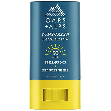 Oars + Alps Matte Face Sunscreen Stick, SPF 50 Travel Sunscreen Roll On for Face & Body, Fragrance Free, Water & Sweat Resistant Sunblock, All Skin Types, Dermatologist Tested, Moisturizing