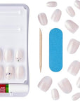 KISS Classy, Press-On Nails, Nail glue included, 'On Stage', Off white, Short Size, Oval Shape, Includes 30 Nails, 2g Glue, 1 Manicure Stick, 1 Mini file
