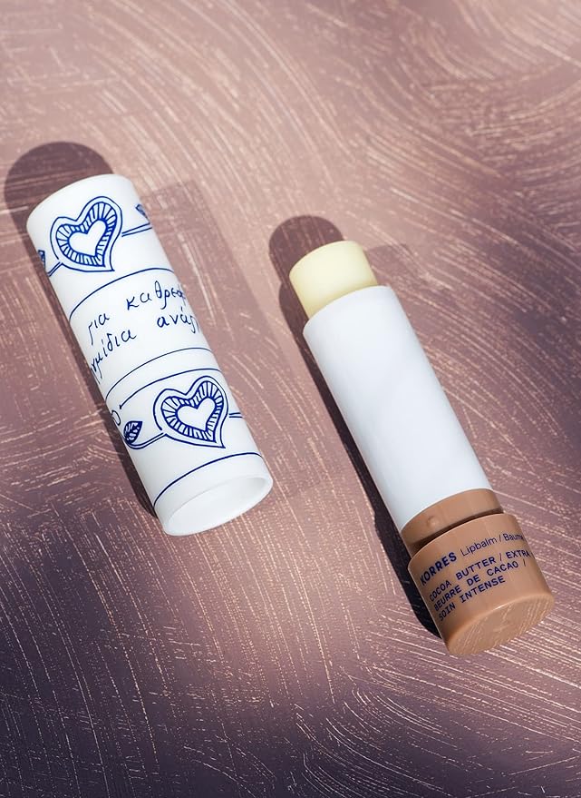 KORRES Lip Butter Stick Cocoa Butter Hydrating Lip Balm with Greek Hypericum Balsam Oil, Moisturizing Natural Shine & Subtle Tint for Soft Smooth Lips, Lip Care for Women & Men, 0.17 Oz Stick