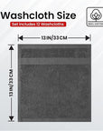 Infinitee Xclusives Luxury Wash Cloths for Showering [13x13] – 100% Cotton Washcloths [Pack of 12], Soft and Absorbent Face Towels for Bathroom Wash Clothes, Gym, and Spa (Shadow Grey)