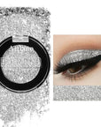 Silver Glitter Eyeshadow, Highly Pigmented Diamond Pressed Powder Eye Shadow, Sparkle Makeup & Highlight, Long-Lasting Mineral Metallic Cosmetics for Face/Nails/Hair, Metal Finish(1H Pearly Bling)