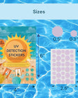 UV Stickers for Sunscreen - 36 PCS UV Detection Stickers, Kid Friendly Sun Protection Reminder, Sunscreen Patches, Summer and Beach Vacation Essentials (36)