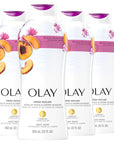Olay Body Wash for Women, Fresh Radiance, Refreshing & Renewing, Made with Plant Based Cleansers, B3 Botanical Complex, For All Skin Types, Peach & Cherry Blossom Scent, 22 fl oz (Pack of 4)