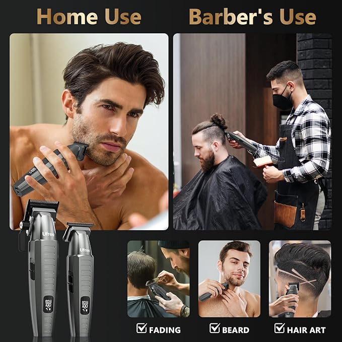 Ufree Professional Hair Clippers for Men, Clippers and Trimmers Set, Barber Clippers, Electric Beard Trimmer with Barber Bag, Gifts for Men