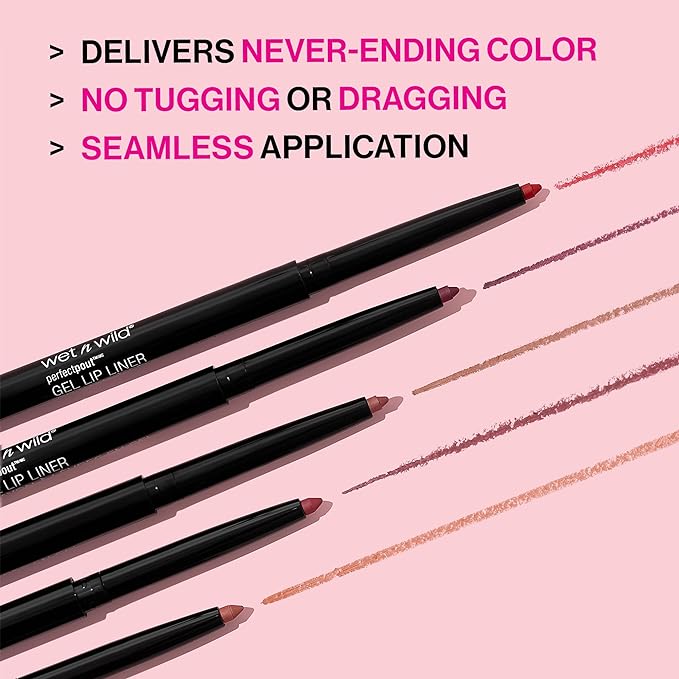 wet n wild Lip Liner Perfect Pout Matte Retractable Gel Lip Liner Pencil, Plum Together (Pack of 2)