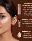 AirBrush Foundation Spray, Liquid Foundation Makeup Set, Full-Coverage Foundation Mist for Color Correcting,Concealer,Flawless Look,Matte Finish,Include Brush and Sponge,2.28oz(#1 Ivory White)