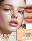 4Pcs Hydrating Lip Gloss Set, Mini Lip Butter Balm Pack, High Shine Glass Finish Lip Moisturizing Plumping Lip Gloss Shiny Jelly Liquid Lipstick for Women