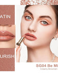 Oulac Color Rich Satin Matte Lipstick – Nude Peach Lipsticks for Women, Long Lasting, Hydrating Lip Color, Non-Drying Velvet Finish, Creamy Texture, Full Coverage, Vegan, SG04