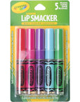 Lip Smacker Crayola Liquid Lip Gloss 5 Party Pack, 0.45 Fl. Oz, Firefly Red Punch, Wild Strawberry, Plumsicle, Aquamarine Magic, Green Jelly Bean