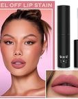 Peel Off Lip Stain Lip Tint Matte Liquid Lipstick Nude Lip Gloss Long Lasting Waterproof Lip Tint Stain Non-stick Cup Peel Off Lipstick Lip Makeup for Women Girls - 01