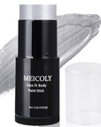 MEICOLY Silver Face Body Paint Stick(1.06 Oz),Blendable Face Paint Stick for Halloween Tin Man Special Effects SFX Cosplay,Sweatproof Waterproof Eye Black for Baseball/Softball/Football