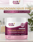 Ingrown Hair Treatment & Exfoliating Pads – 50 Pre-Soaked Wipes for Razor Bumps Treatment for Women – Skin-Smoothing Formula for Face, Neck, Underarms & Bikini Area
