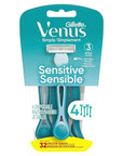 Gillette Venus Simply 3 Sensitive Women's Disposable Razors, Pack of 1 with 4 razors