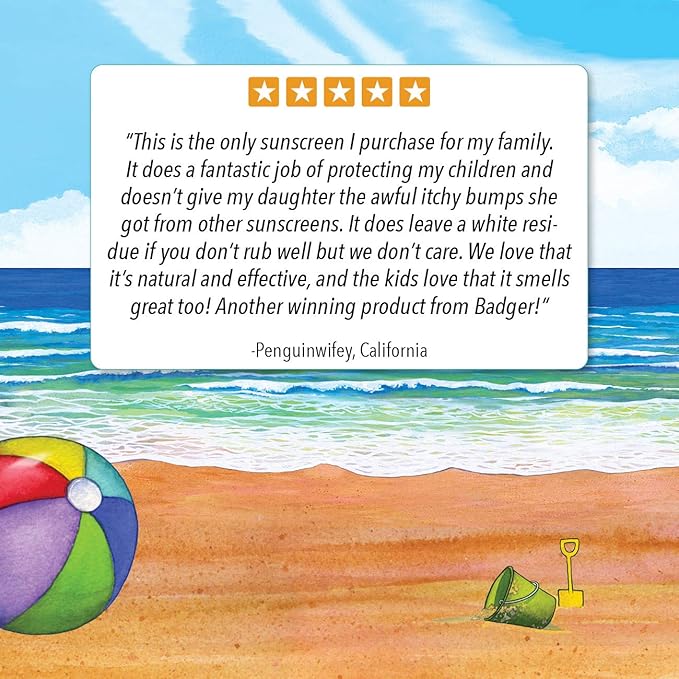 Badger - SPF 30 Kids Sunscreen Cream with Zinc Oxide for Face and Body, Broad Spectrum & Water Resistant Reef Safe Sunscreen, Natural Mineral Sunscreen with Organic Ingredients 2.9 fl oz (2 pack)