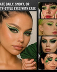 Green Eyeshadow Palette with Mirror Lime Forest Emerald Tones Matte Shimmer 6 Colors Mini Eye Shadow Pallet Travel Size Highly Pigmented for Goth Fairy Joker Wicked Halloween Parties Makeup