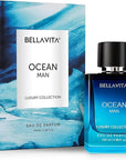 BellaVita Luxury OCEAN Eau de Perfume for Men (100ml) | Fresh Aquatic Fragrance | Notes: Aqueous, Bergamot, Orchid & Jasmine | Masculine Aromatic Fragrance | Mens Parfum Gift