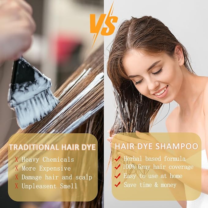 Silver Gray Hair Dye Shampoo 3 in 1 for Men & Women, Silver Hair Dye, Natural Hair Dye for Salon Home Use, Shampoo Para Canas 16.9 Fl Oz (Silver Gray)