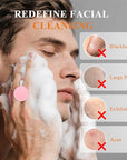 VWMYQ Silicone Face Scrubber for Men, Gentle Exfoliator Pad & Massager, Facial Cleansing Brush Silicone Face Wash Brush Removes Dead & Dry Skin（Pink）