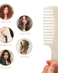 Large Wide Tooth Hair Comb, LADYAMZ [Tortoise Shell] Cellulose Acetate Round Tooth Comb for Straight/Curly Hair,Short/Long Hair Women Men or Kids, Easy Detangling Wet or Dry, Anti-static (White)