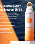 KYDA Reef Safe Sunscreen Spray, SPF 50 Body Sunscreen Infused with Vitamin E, 360° Mist, Lightweight Non-Greasy, Water Resistant, UV Protection for Face and Body, 5.07 fl oz