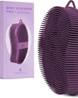 MainBasics Silicone Body Scrubber – Dual-Sided Shower Exfoliator for Men & Women, Gentle Silicone Loofah Alternative for Deep Clean (Purple, Exfoliate)