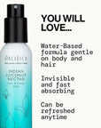 Pacifica Indian Coconut Nectar Hair Mist Perfume & Full Body Spray for Women - Body Mist Fragrance w/Tiare, Sugar, Vanilla, Almond & Amber Clean Beauty Alcohol-Free, Vegan & Cruelty-Free, 5 Oz