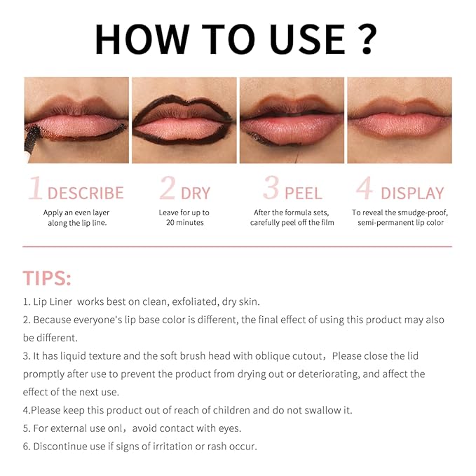 Peel Off Lip Liner Stain - Long-Lasting, Smudge-Proof, Waterproof Nude Matte Lip Tint, Non-Fading Peel Off Lip Color, Effortless Precision & Full Coverage, Vegan & Cruelty-Free, #2 Neutral Mauve