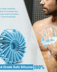 Silicone Body Scrubber, Body Wash Scrubber, Shower Scrubber for Body, Non-Slip Handle for Easy Cleaning, Travel Friendly (Blue)