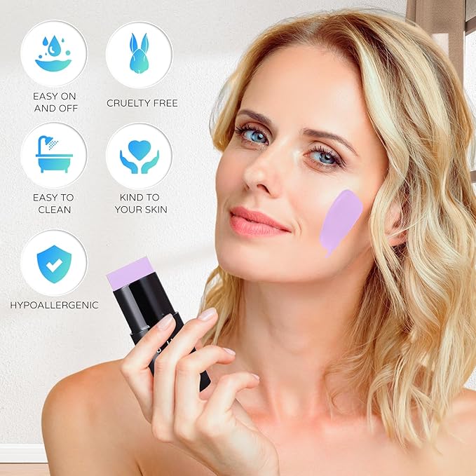 Go Ho Pastel Purple Face Body Paint Stick,Water Based Washable Lavender Face Paint Stick,Non-toxic Full-coverage Cream Light Purple Body Paint for Halloween Ursula Costume Cosplay SFX Makeup