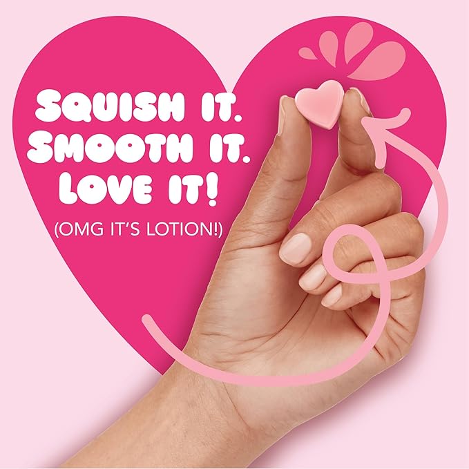 Jergens Cherry Almond Lotion Bursts, Squishy Heart-Shaped Moisturizer Bursts, Lotion Gifts for Teens, 38 Ct