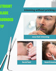 Facial Hair Small Grooming Scissors For Men Women - Eyebrow, Nose Hair, Mustache, Beard, Eyelashes, Ear Trimming Kit - Curved and Rounded Safety Tip Clippers For Hair Cutting - 2PCS Silver
