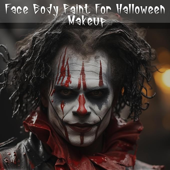 MEICOLY 3PCS Black White and Red Face Body Paint Stick,Face Paint Stick for Halloween SFX Cosplay Clown Skeleton Zombie Makeup,Waterproof Eye Black for Baseball Softball Football
