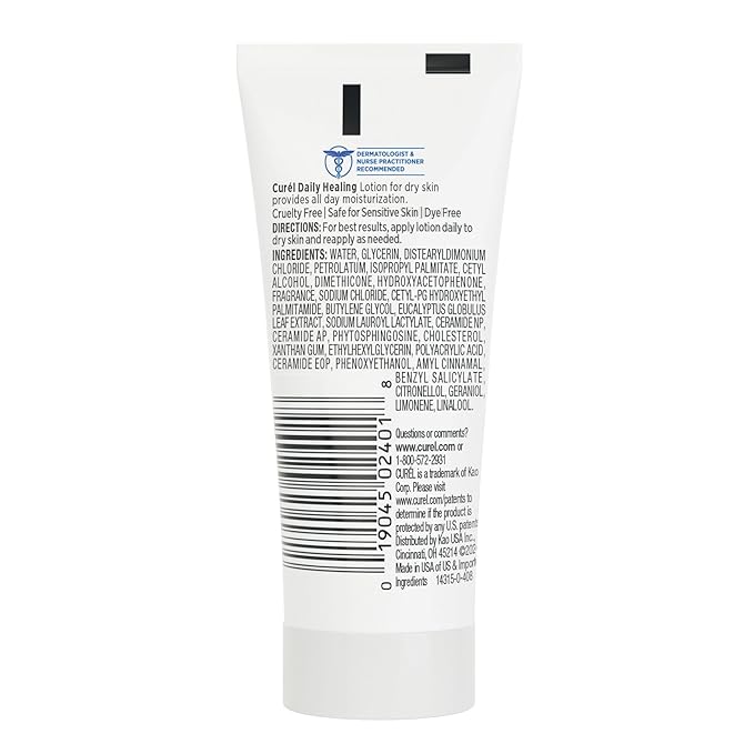 Curel Daily Healing Body Lotion for Dry Skin, Dermatologist Recommended Hydrating Body Lotion with Advanced Ceramides Complex 1 Oz, Pack of 30