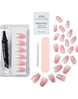 KISS Salon X-tend, Press-On Nails, Nail glue included, 'Detox', Medium Pink, Medium Size, Coffin Shape, Includes 30 Nails, 5Ml Led Soft Gel Adhesive, 1 Manicure Stick, 1 New Mini File, New Prep Pad