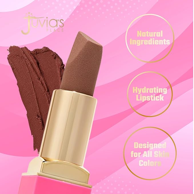 Juvia's Place The Nude Velvety Matte Lipstick Toffee - Nude Velvety Long-lasting Rich-Color Lip Makeup, Creamy Lipstick with Matte Finish, Beauty & Lip Products