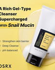 COSRX Advanced Snail Mucin Gel Cleanser, 5.07 Fl Oz / 150 mL, Rich Daily Deep Cleansing Gel for Dry & Sensitive Skin, Korean Skin Care, Not Tested on Animals, No Parabens