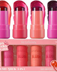 4 Pcs Jelly Blush Stick,Sheer Lip & Cheek Makeup Blush