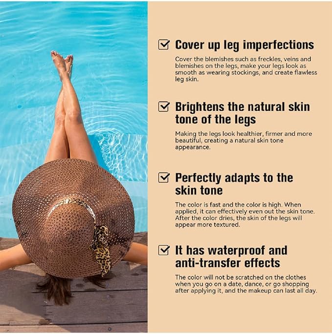 Leg Makeup Waterproof No Transfer, Flawless Body & Leg Scar and Tattoos Cover up Makeup Waterproof Concealer. (1# Fairest Glow)