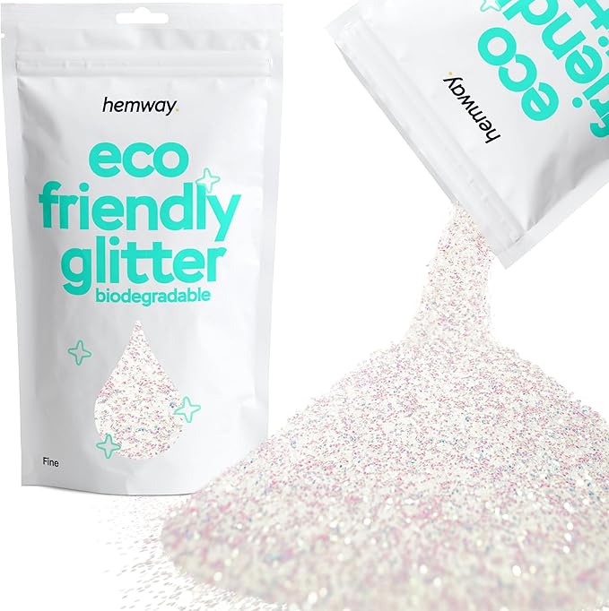 Hemway Biodegradable Glitter Eco Friendly - 100g/3.5oz Bio Cosmetic Safe Sparkle Vegan for Face Eyeshadow Body Hair Festival Makeup Craft - Fine (1/64" 0.015" 0.4mm) - Mother of Pearl Iridescent