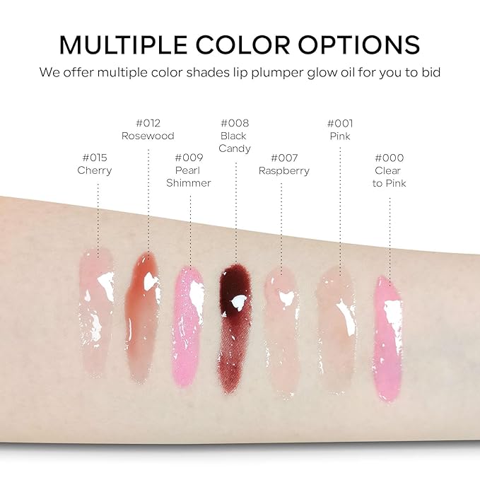 Hydrating Lip Glow Oil, Plumping Moisturizing Lip Oil Gloss, Smooth Lip Lines Plump Lip,Transparent Plumping Clear Glossy Tinted Balm Care 0.2Fl oz #Rosewood