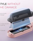 TYMO Ring Hair Straightener Brush – Hair Straightening Iron with Built-in Comb, 20s Fast Heating & 5 Temp Settings & Anti-Scald, Perfect for Professional Salon at Home, Sakura Pink