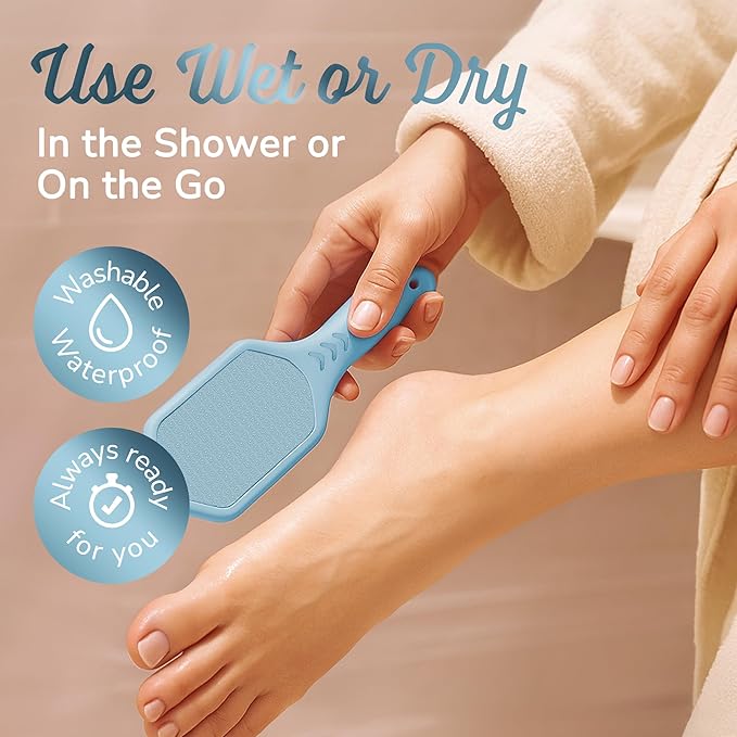 Silicone Foot Callus Remover - Nano Glass Foot File for Dead Skin and Cracked Heels - Callus Remover for Feet & Hard Skin - Ergonomic Foot Scrubber & Exfoliator for Soft, Smooth Feet - Blue