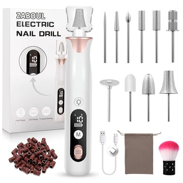 Electric Nail Drill Kit Cordless Professional Manicure Pedicure Nail File Buffer for Acrylic Nails Gel Polishing Removing Manicure Salon Home with Nail Drill Bits Sanding Bands