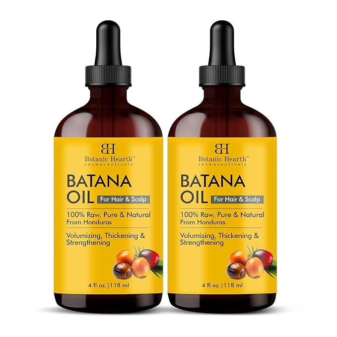Botanic Hearth 100% Pure Batana Oil For Hair Growth | Infused with Batana Kemel Oil | Hair Oil Repairs Dry Damaged Hair, Strengthening, Healthier - Hair Tonic, 4.0 fl oz (pack of 2)