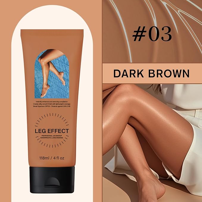 Legs Makeup Waterproof with Brush - Medium Body Concealer, Tattoo & Scar Cover Up, Long Lasting, Transfer Proof, Easy Application for Flawless Looking Legs, All Skin Tones (#3)