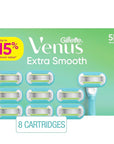 Gillette Venus Extra Smooth Women’s Razor Blades, 5-Bladed Razor Refills, 8 Count