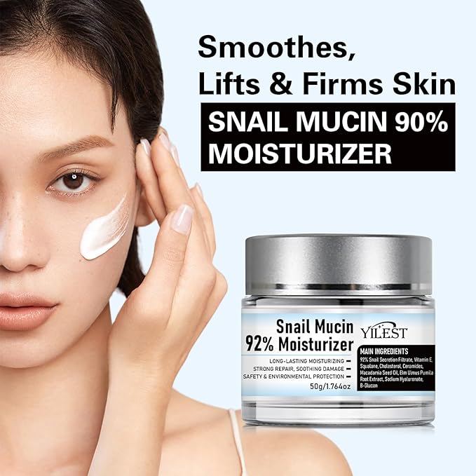 𝐒𝐧𝐚𝐢𝐥 𝐌𝐮𝐜𝐢𝐧 92% Moisturizer Daily Face Gel Cream, Crema de Baba de Caracol Original, Snail Secretion Filtrate Nourishing Cream, Moisturizer Face Cream 𝐒𝐧𝐚𝐢𝐥 𝐌𝐮𝐜𝐢𝐧 (2PCS)