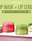 Apple, Pear, Cherry & Mint Lip Mask and Scrub - Dermatologist Tested, Hydrating & Exfoliating, Korean Skin Care, Nourishes, Softens & Brightens Lips - Vegan & Natural - 1 Pack